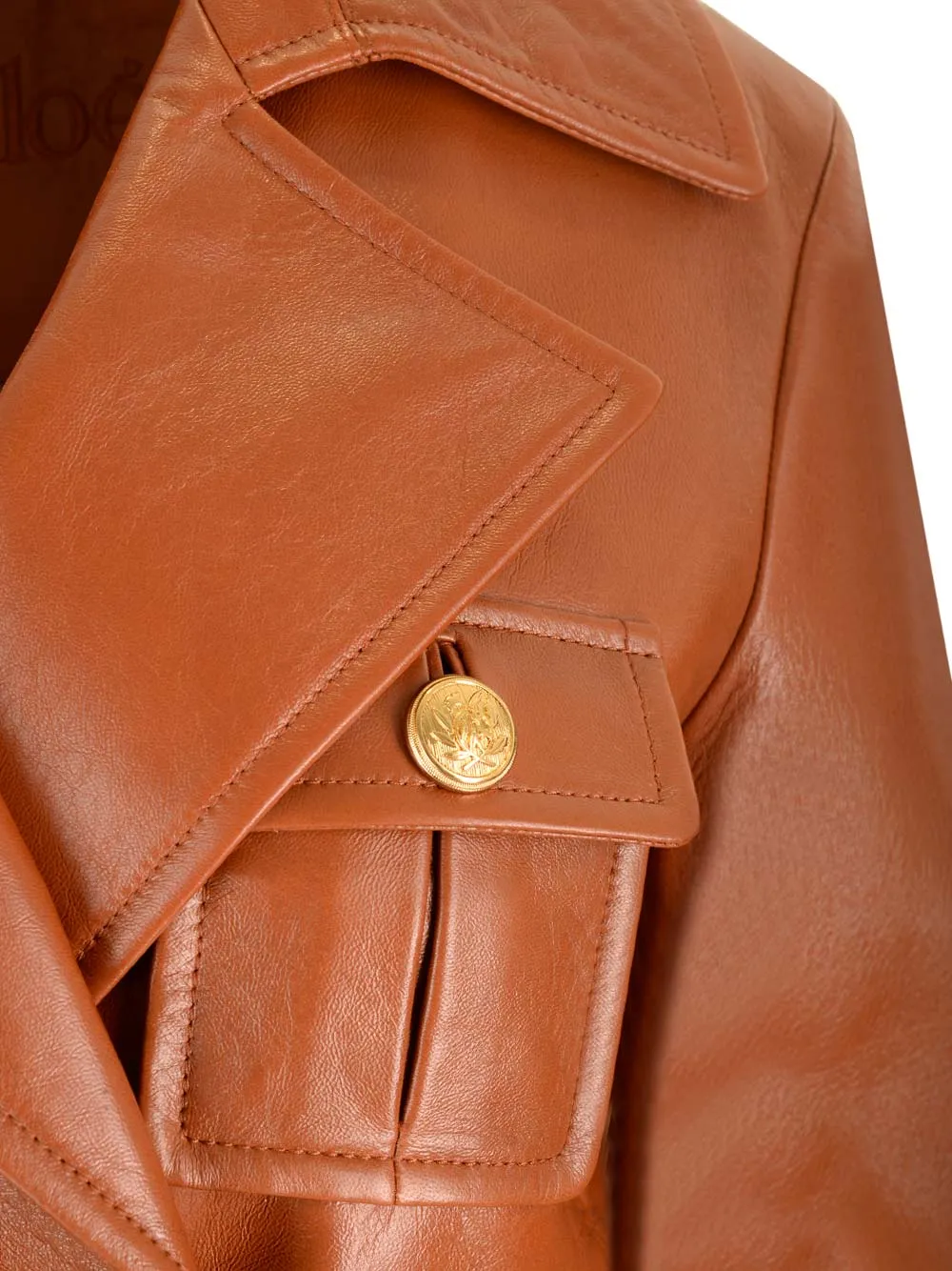 Leather Military Trench Coat Jackets Brown sold by Wanan Luxury product image thumbnail 5