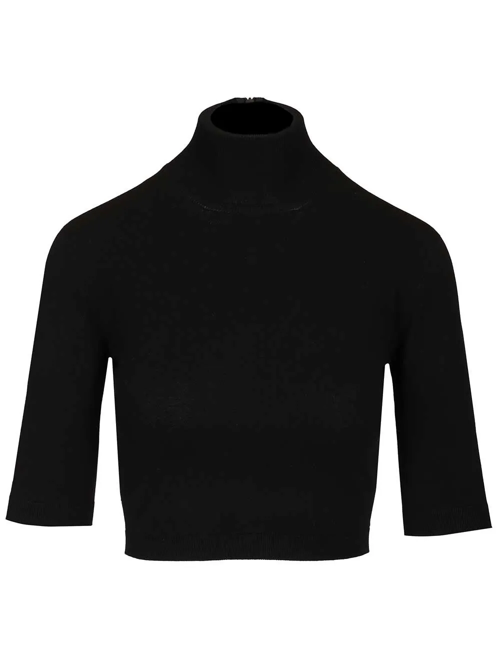Stretch Viscose Crop Turtleneck Knitwear Black sold by Wanan Luxury