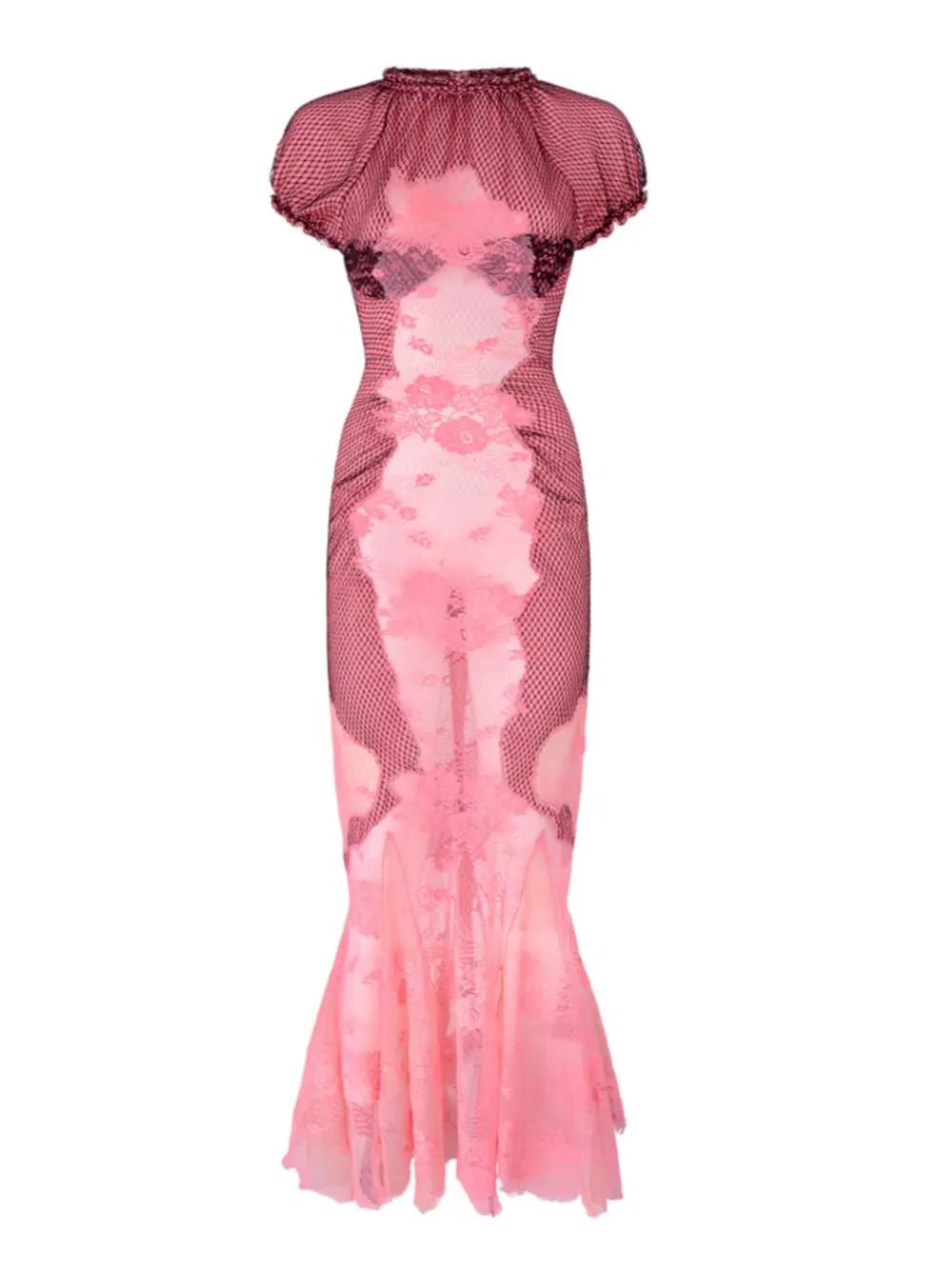 Pink Lace Midi Dress sold by Wanan Luxury
