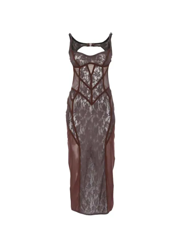 Midi Dress With Lace Inserts made by The Attico