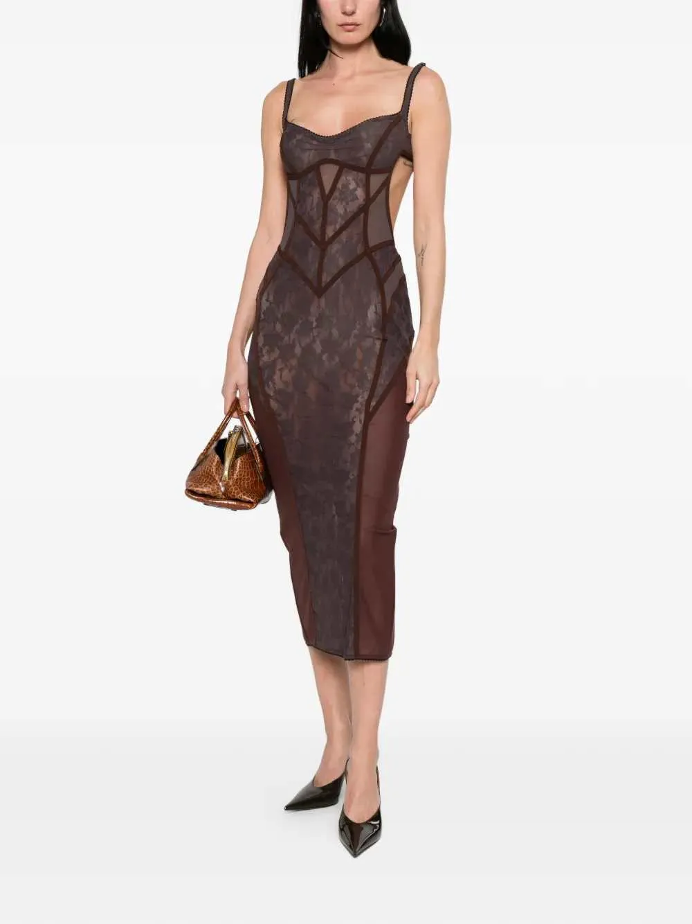 Midi Dress With Lace Inserts sold by Wanan Luxury product image thumbnail 2