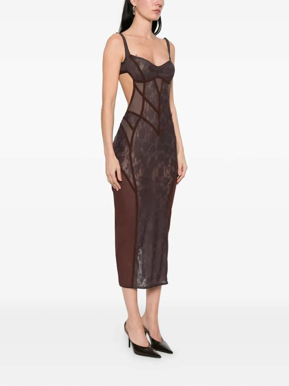 Midi Dress With Lace Inserts sold by Wanan Luxury product image thumbnail 3