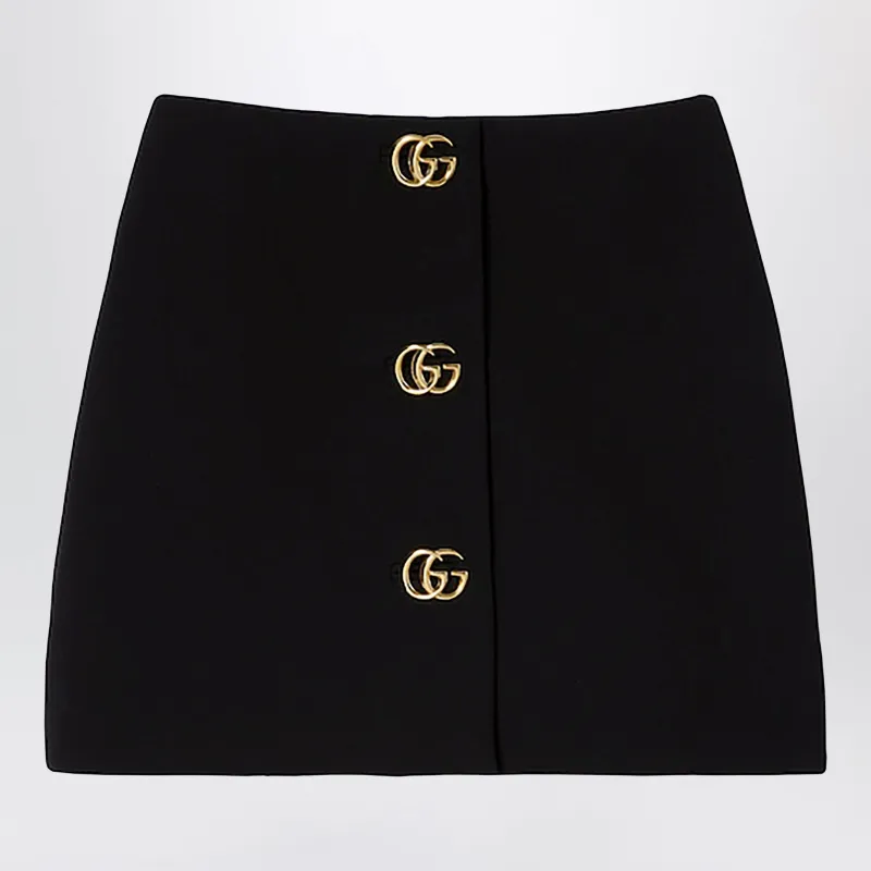 Wool Crêpe Skirt With Gg Buttons sold by Wanan Luxury