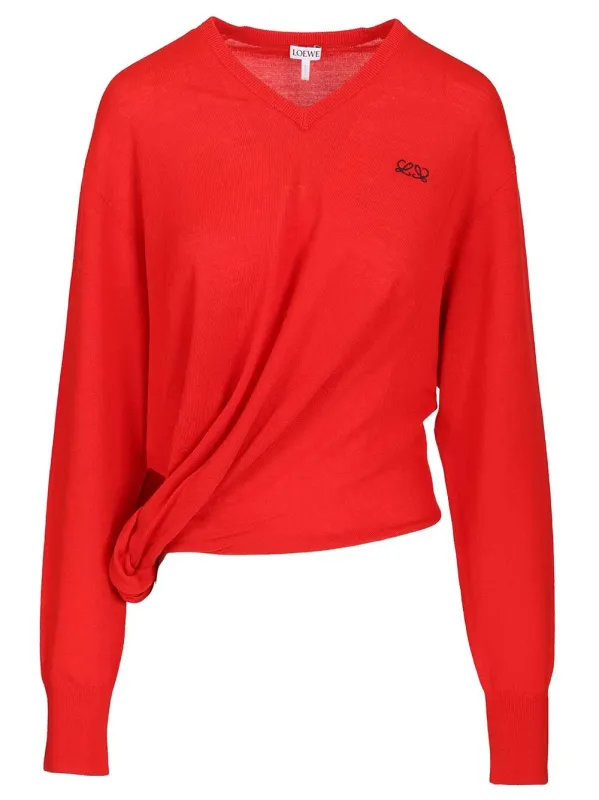 Wool Sweater Knitwear Red made by Loewe