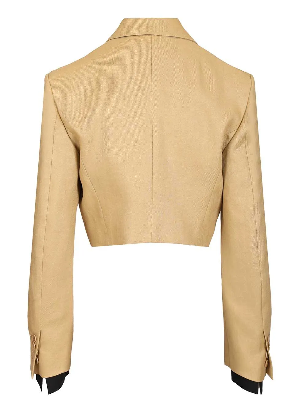 Linen Diagonal Crop Jacket Jackets Beige sold by Wanan Luxury product image thumbnail 2