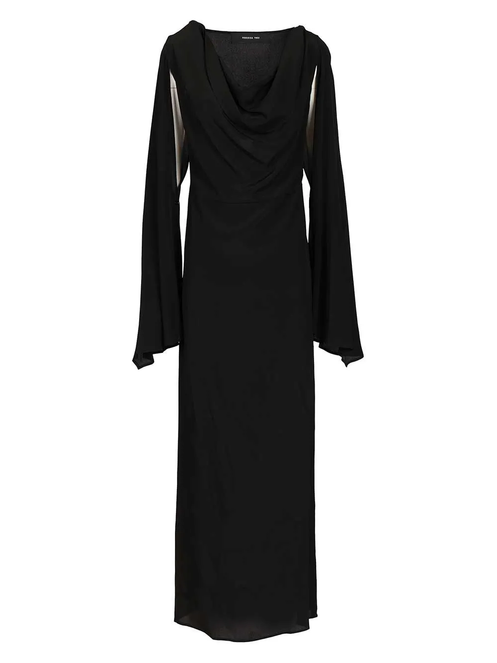 Abito Lungo Con Drappeggio Crepe De Chine Dresses Black sold by Wanan Luxury