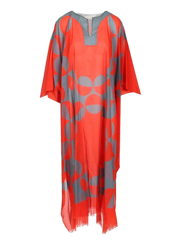 Cotton Kaftan With Geometric Print Swimwear Multicolor made by Dries Van Noten