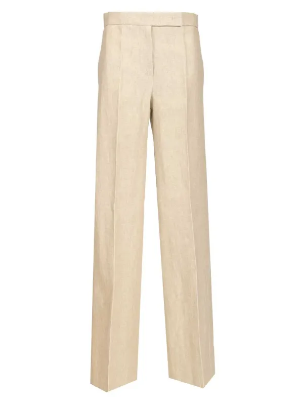 Ginnico - Look 25 - Adv - Tailored Wide Leg Pants Trousers Beige made by MaxMara