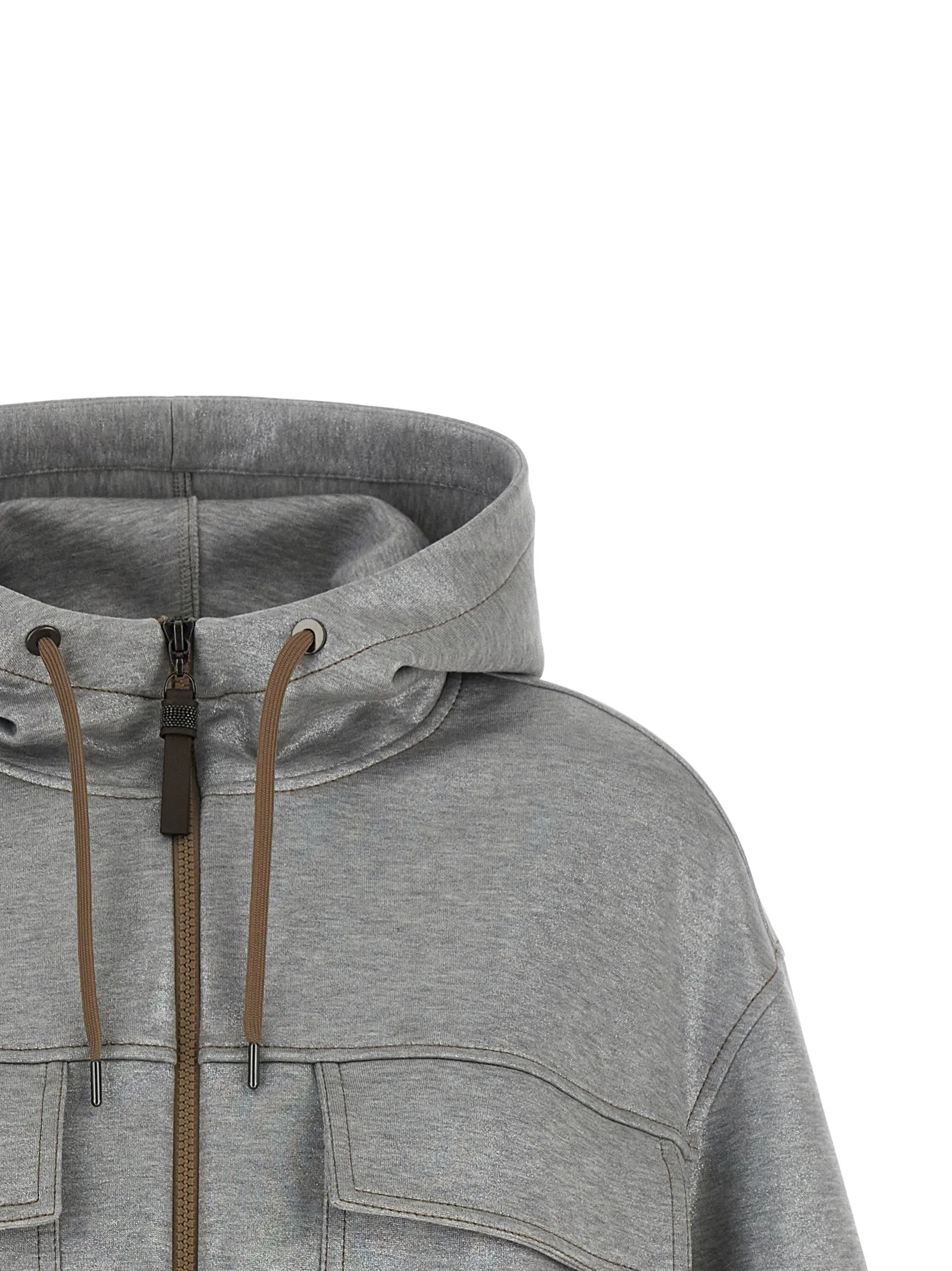 Shiny Zipper Pull Puffer Jackets Silver sold by Wanan Luxury product image thumbnail 3