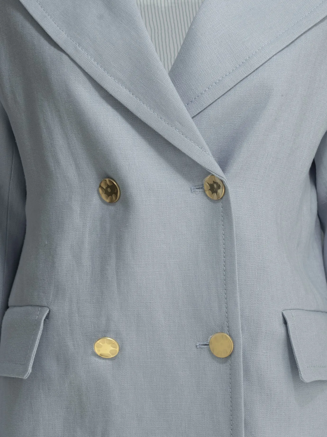 Linen Double-Breasted Blazer Jackets And Coats Light Blue sold by Wanan Luxury product image thumbnail 3
