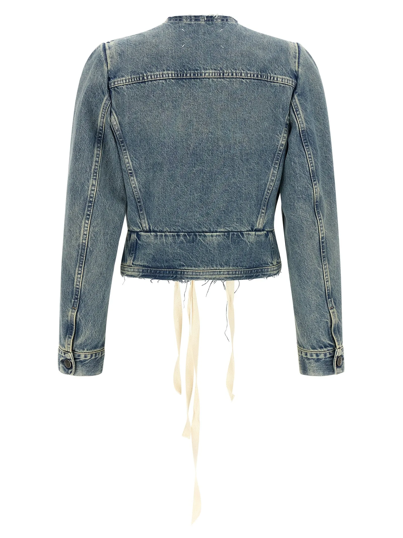 Raw Cut Hem Denim Jacket Puffer Jackets Light Blue sold by Wanan Luxury product image thumbnail 2