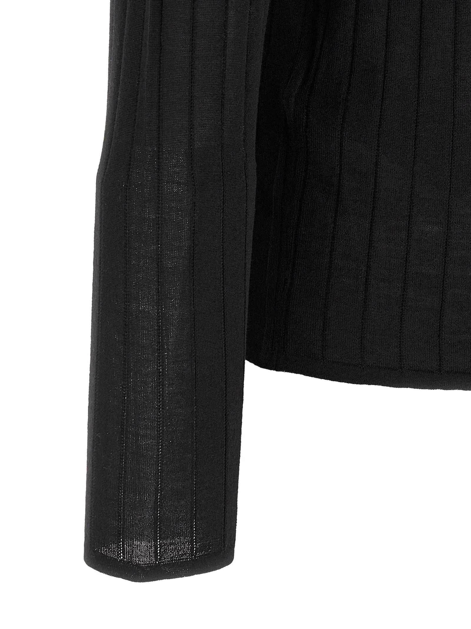 Pointelle Wool Shirt Polo Black sold by Wanan Luxury product image thumbnail 4