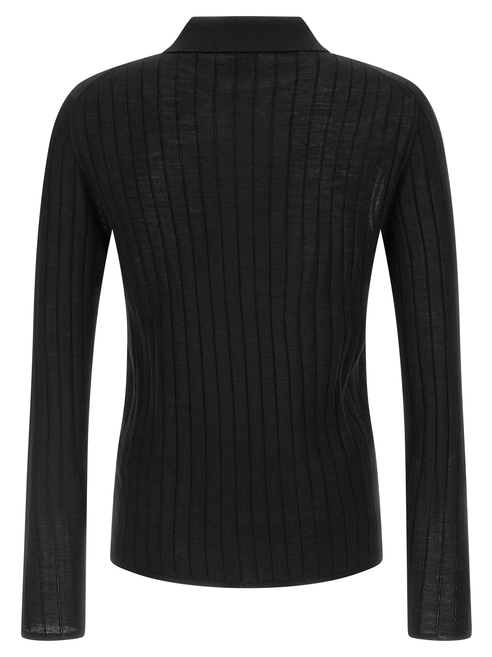 Pointelle Wool Shirt Polo Black sold by Wanan Luxury product image thumbnail 2