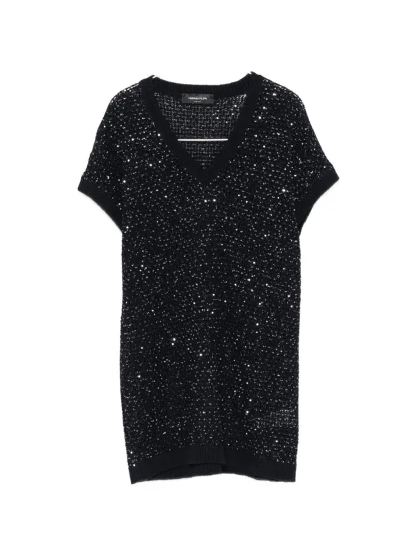 Embellished V-Necked Top made by Fabiana Filippi