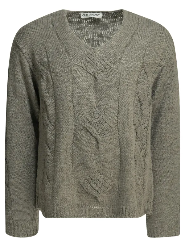 V-Neck Sweater Knitwear Grey made by Our Legacy