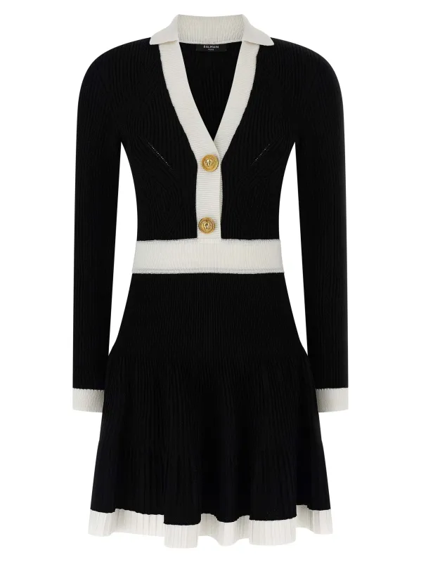 Two-Tone Dress Dresses White/Black made by Balmain