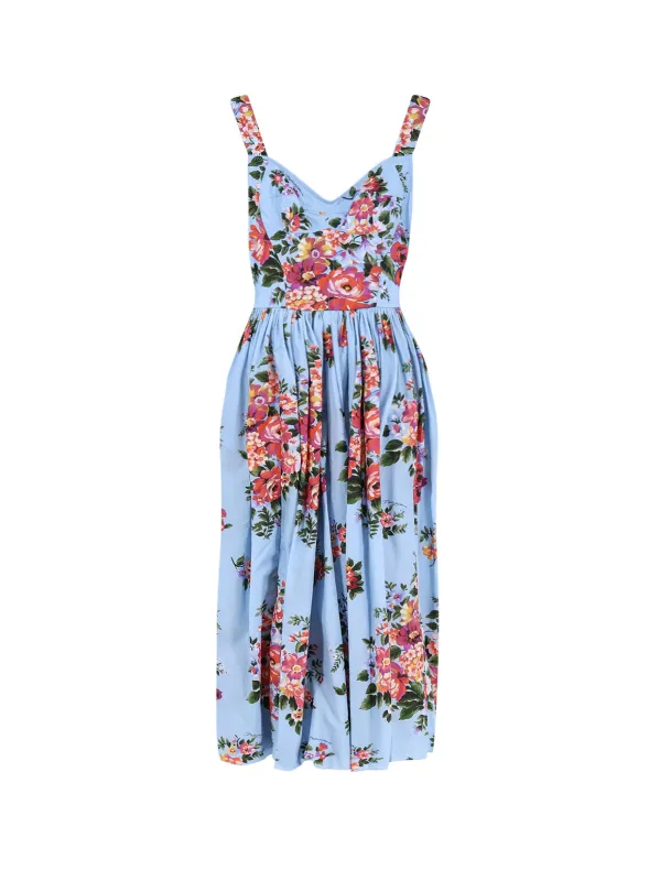 Cotton Dress With Bouquet Flowers Print made by Dolce & Gabanna