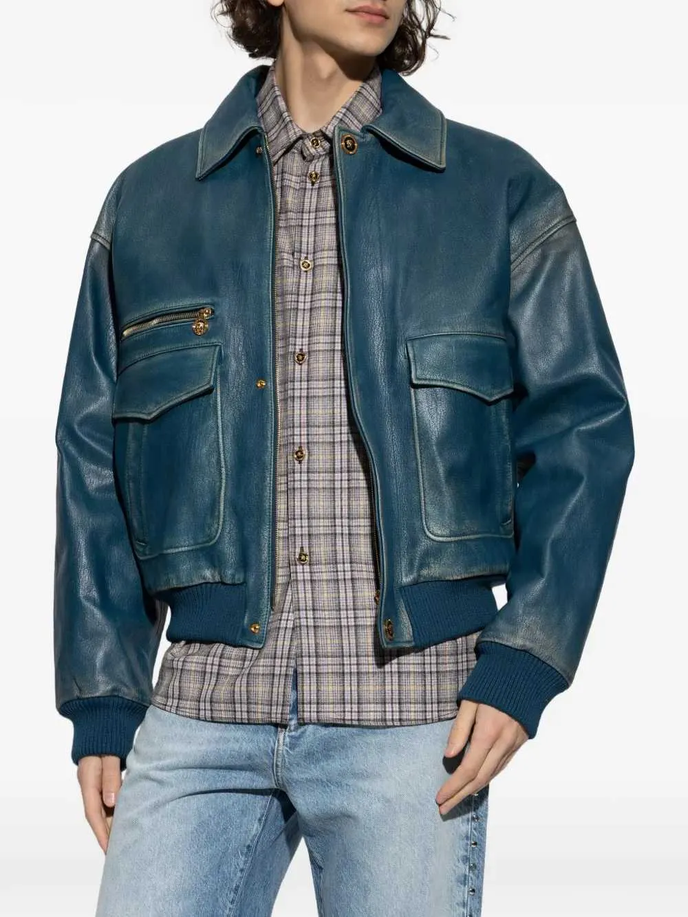 Leather Zip-Up Jacket sold by Wanan Luxury product image thumbnail 3
