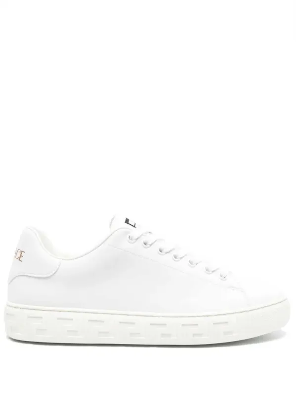 Greca Print Leather Sneakers made by Versace