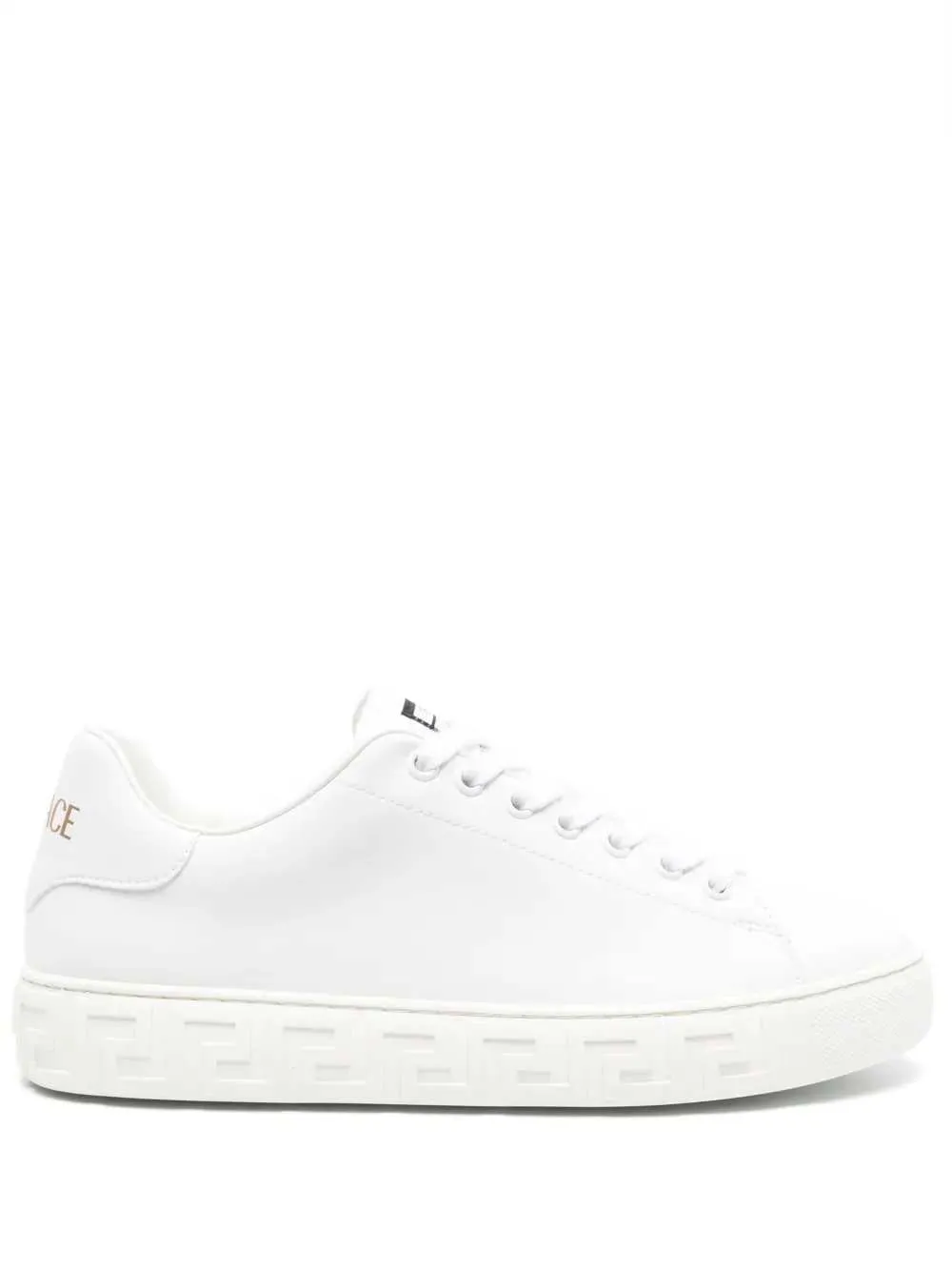 Greca Print Leather Sneakers sold by Wanan Luxury