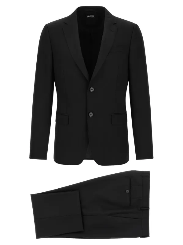 Mohair Wool Dress Suits Black made by Ermenegildo Zegna