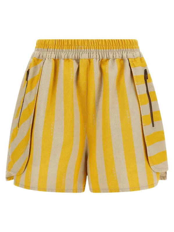 Pequin Striped Shorts Bermuda And Short Yellow made by Fendi