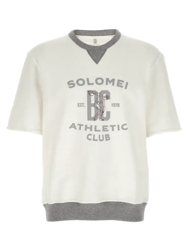 Short Sleeved Sweatshirt White made by Brunello Cucinelli