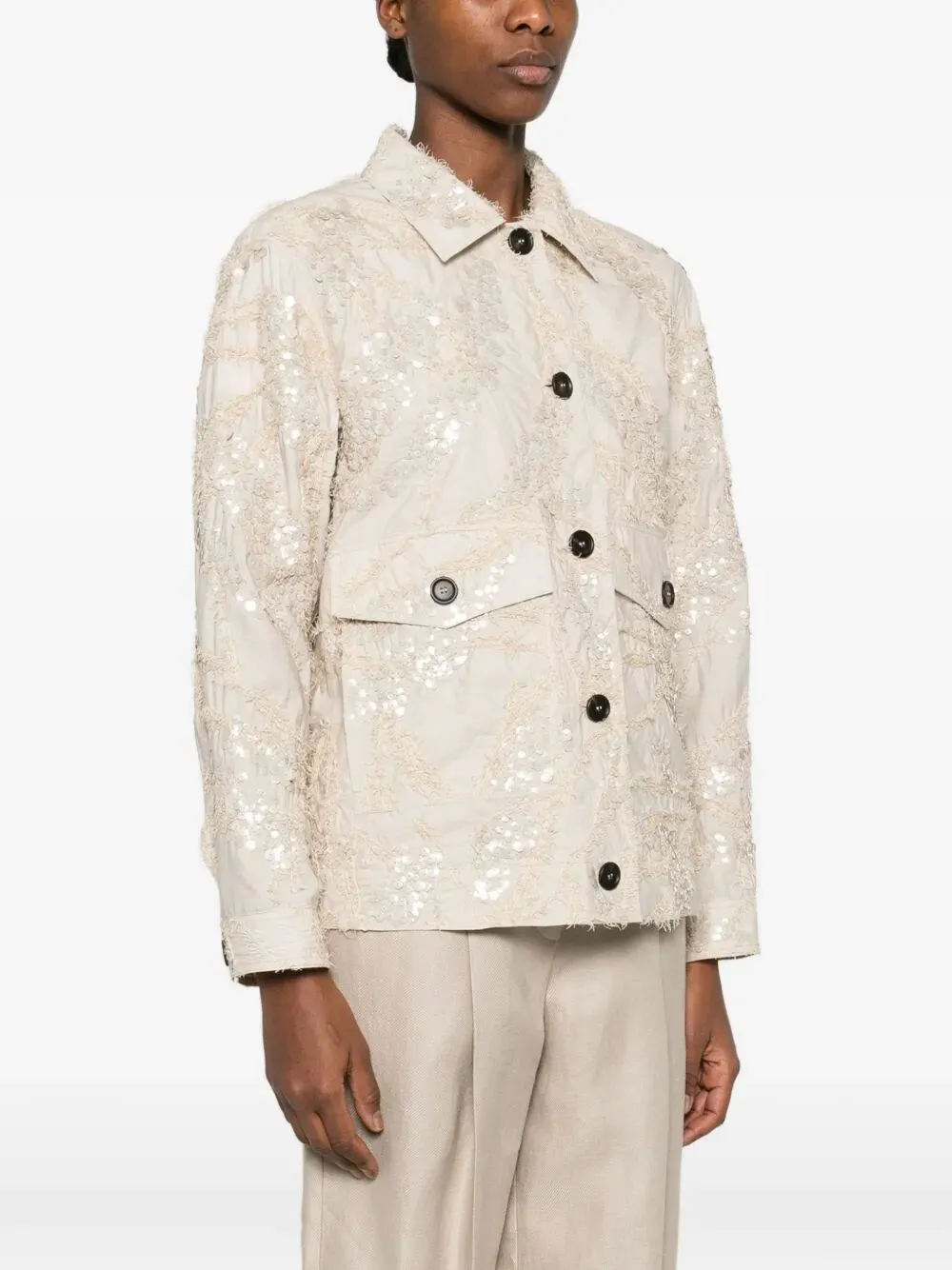 Dazzling Seabed Embroidery Outerwear Jacket In Techno Cotton Poplin sold by Wanan Luxury product image thumbnail 3