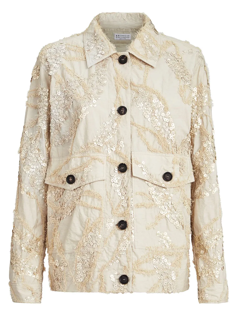 Dazzling Seabed Embroidery Outerwear Jacket In Techno Cotton Poplin sold by Wanan Luxury