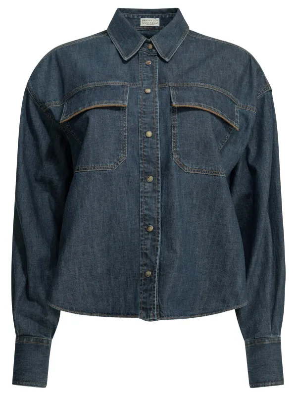 Casual Denim Shirt Shirts Blue made by Brunello Cucinelli