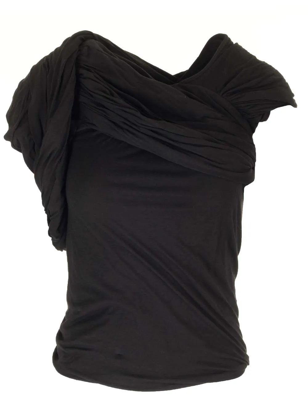 Draped Jersey Top Tops Black sold by Wanan Luxury