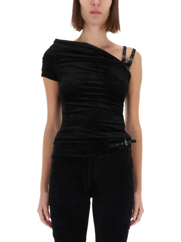 One-Shoulder Top With "Baroque" Buckle made by Versace