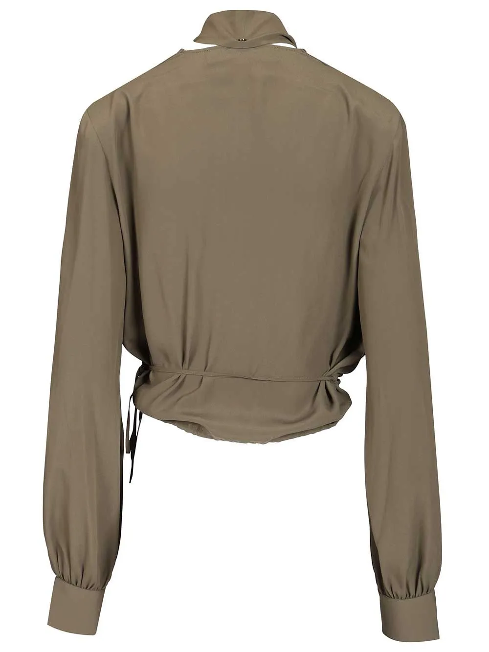 Crop Blouse With Scarf Shirts Green sold by Wanan Luxury product image thumbnail 2