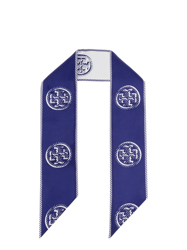 Medallion Logo Ribbon Silk Tie made by Tory Burch
