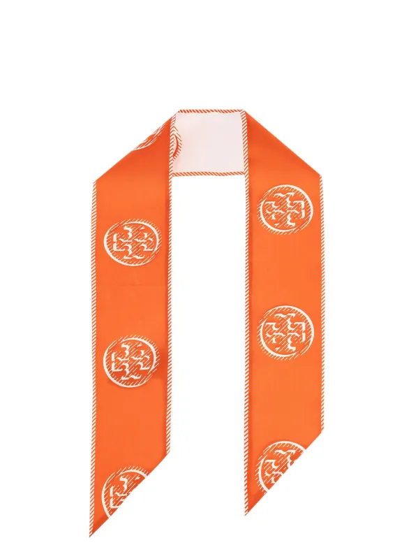Medallion Logo Ribbon Silk Tie made by Tory Burch