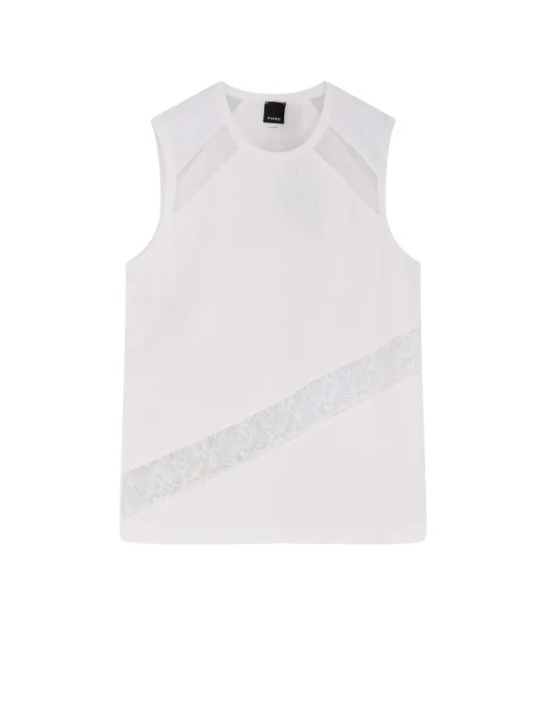 Molly Cotton Tank Top With Lace Inserts made by Pinko