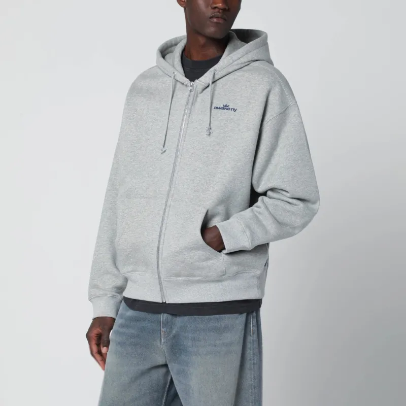 Grey Hooded Sweatshirt With Logo Print made by Awake