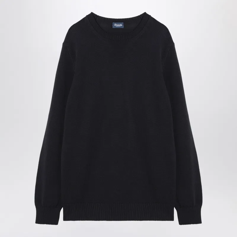Navy Blue Cotton Sweater made by Drumohr