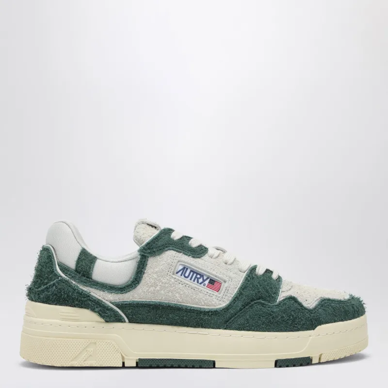 White/Bottle Green Suede And Mesh Clc Sneakers made by Autry
