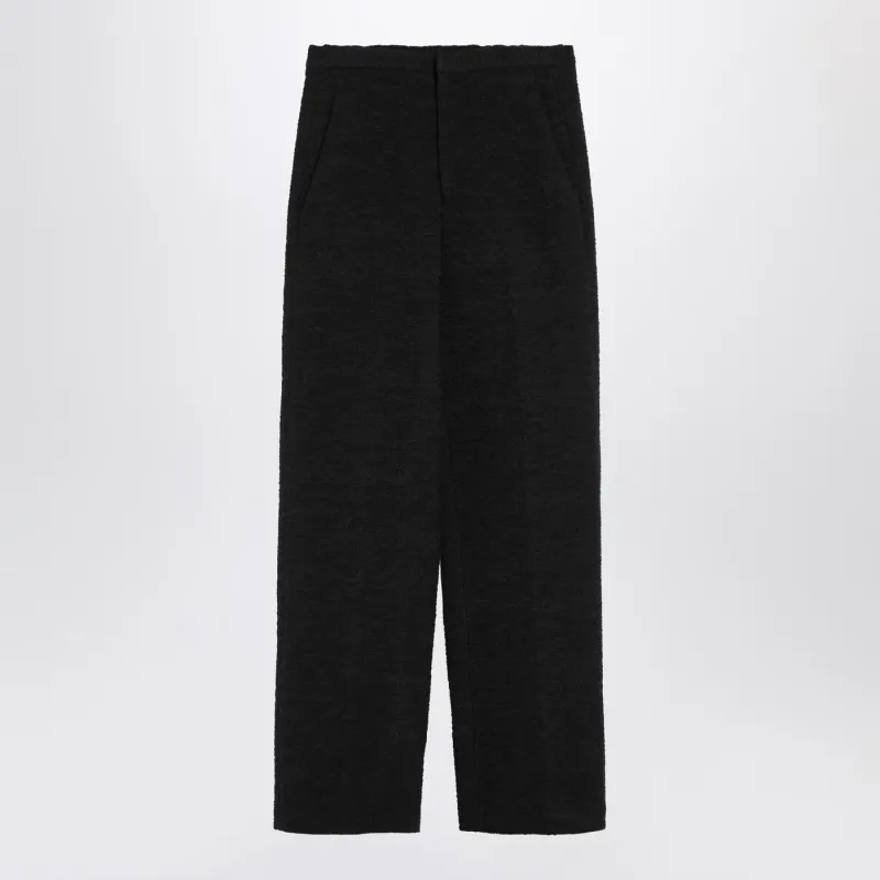 Black Straight Bouclé Trousers made by Loulou De Saison