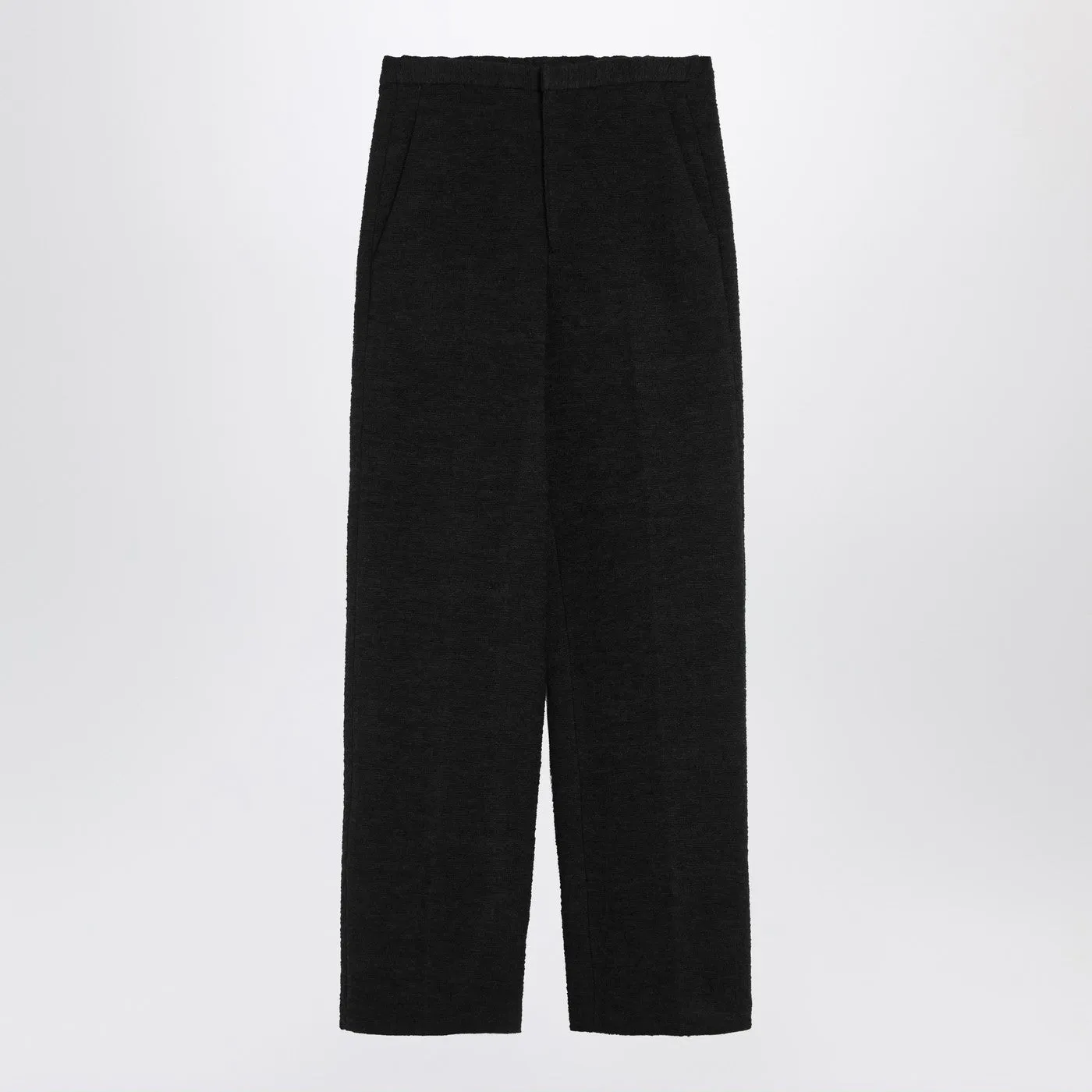 Black Straight Bouclé Trousers sold by Wanan Luxury