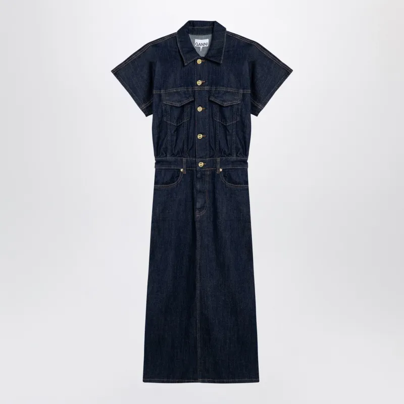 Blue Midi Dress In Organic Denim made by Ganni