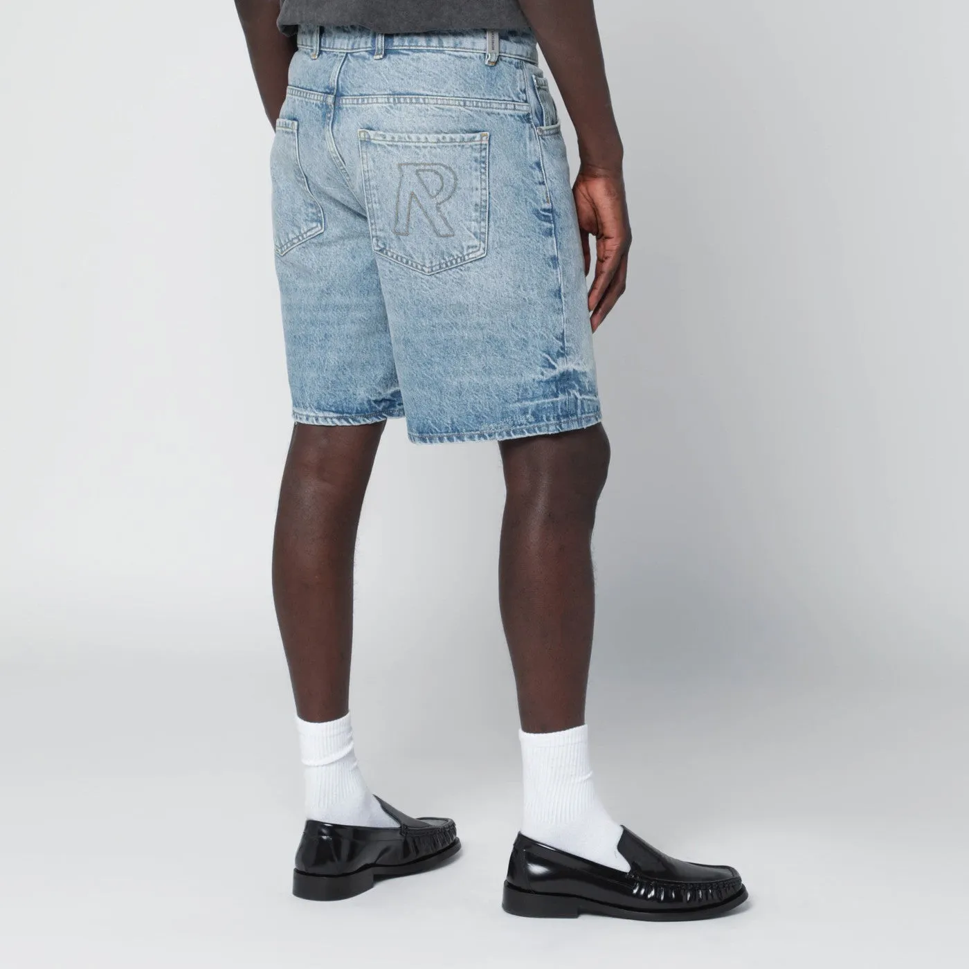 Light Blue Washed-Effect Denim Bermuda Shorts sold by Wanan Luxury product image thumbnail 2