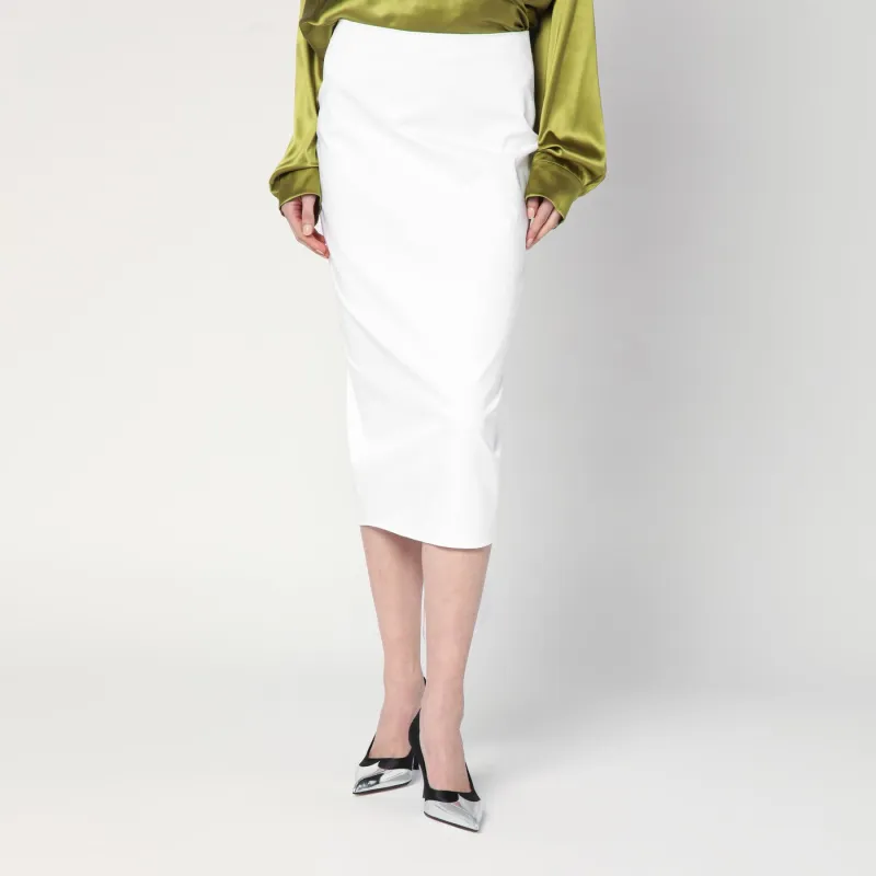White Cotton Midi Skirt made by The Latest