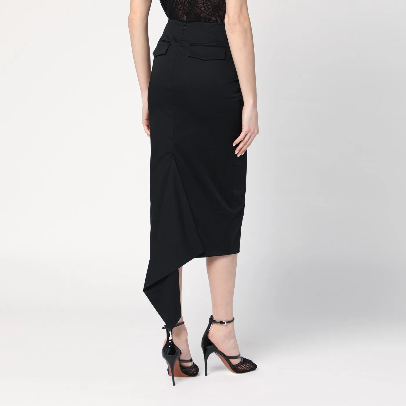 Black Cotton Midi Skirt sold by Wanan Luxury product image thumbnail 2