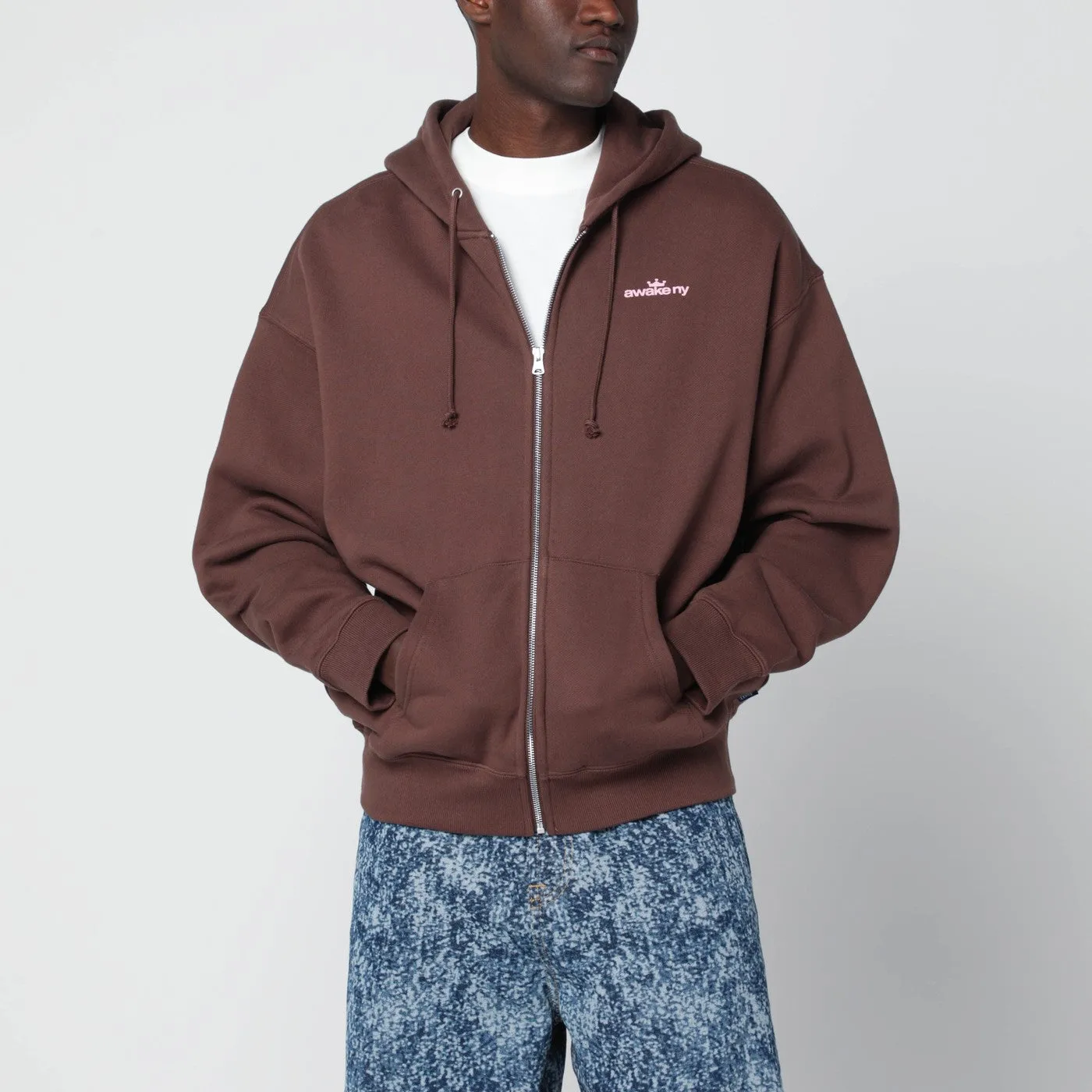 Brown Hooded Sweatshirt With Logo Print sold by Wanan Luxury