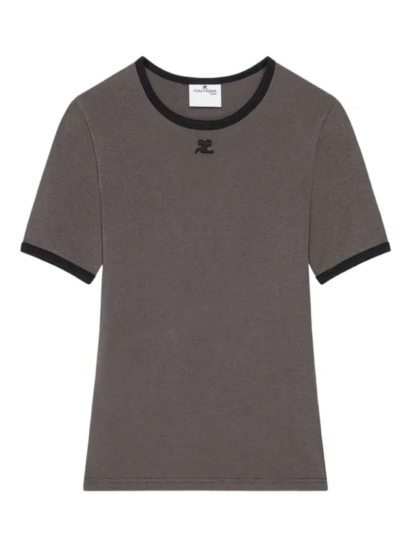 Cotton T-Shirt With Contrasting Trim made by Courreges