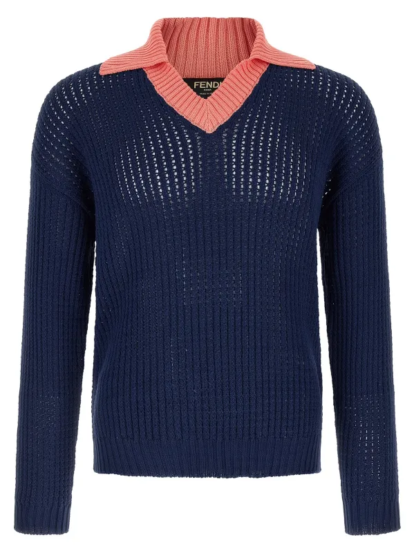 Cablé Braided Sweater Sweaters And Cardigans Blue made by Fendi