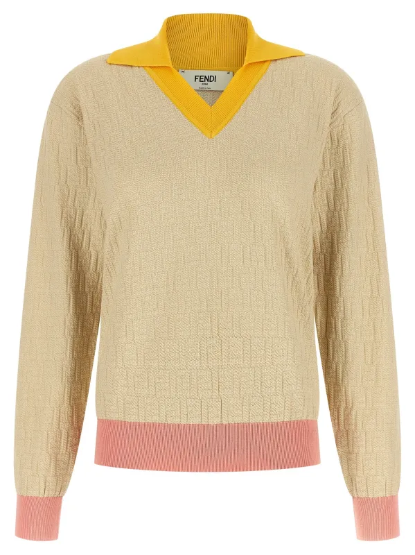 Ff Jacquard Sweater Sweaters And Cardigans Beige made by Fendi