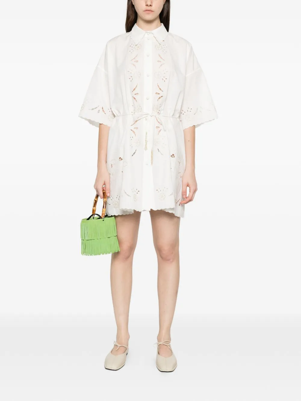 Embroidered Cotton Shirtdress sold by Wanan Luxury product image thumbnail 3